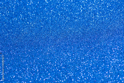 Close up shot of blue glitter shot from high angle