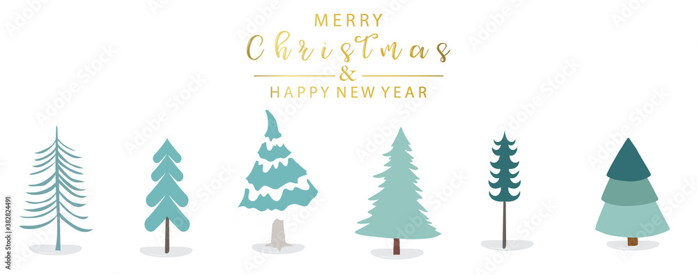 Εκτύπωση καμβά Cute christmas tree object with white background and gold wording