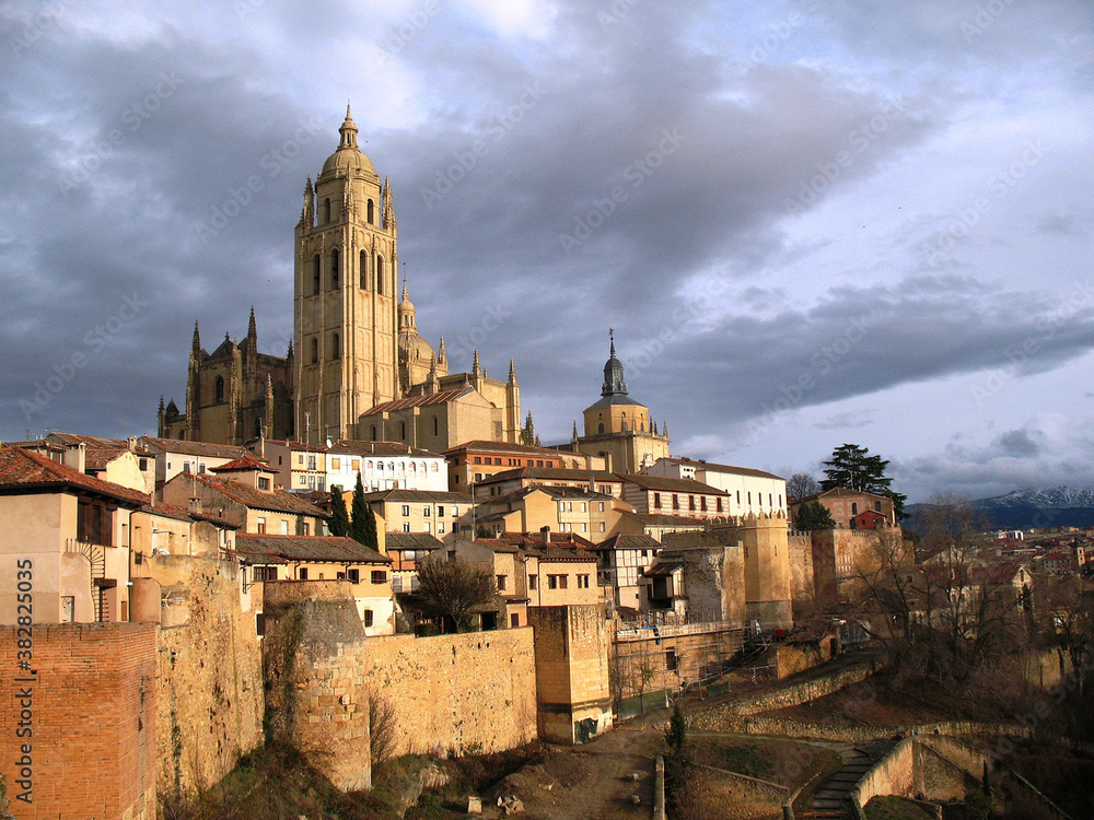 A view of the Segovia cathedral in winter, the last Gothic cathedral built in Spain.