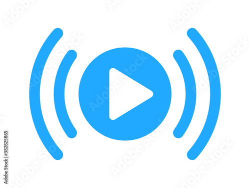 Blue live streaming icon. Broadcast symbol. Social media live video