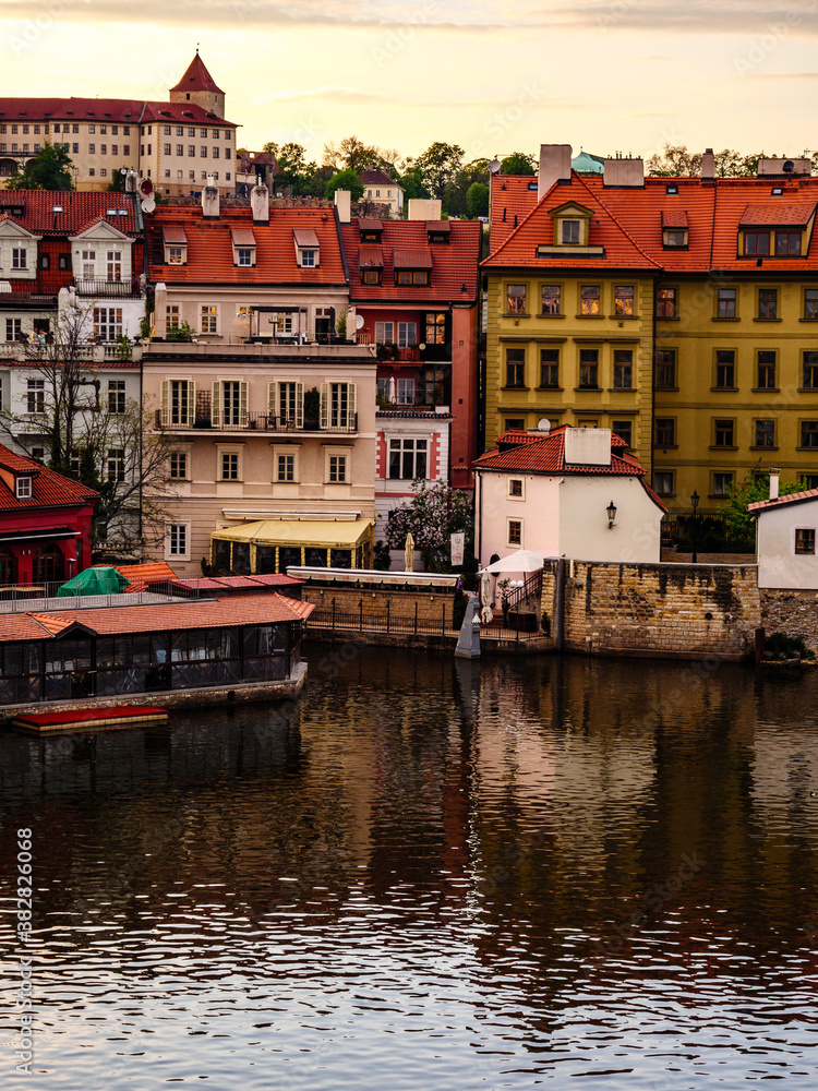 Historic houses on Kampa Island in Prague