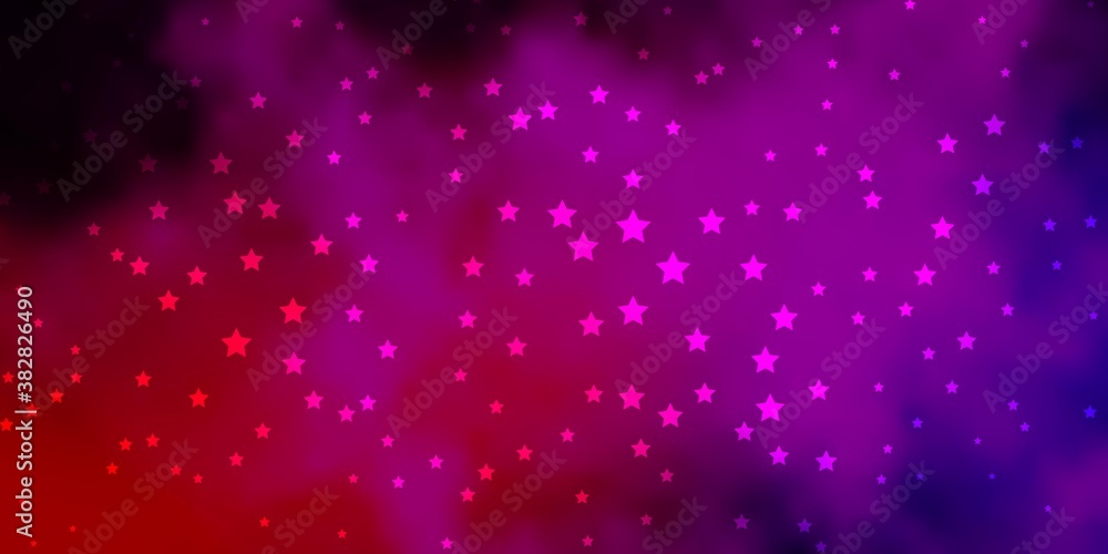 Dark Pink vector pattern with abstract stars.