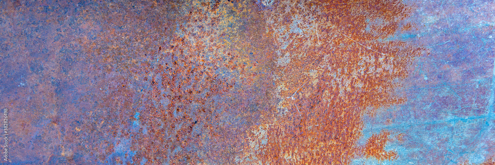 Background of rusty metal texture with traces of corrosion. Panorama. Background of rusty metal texture with traces of corrosion. Panorama.