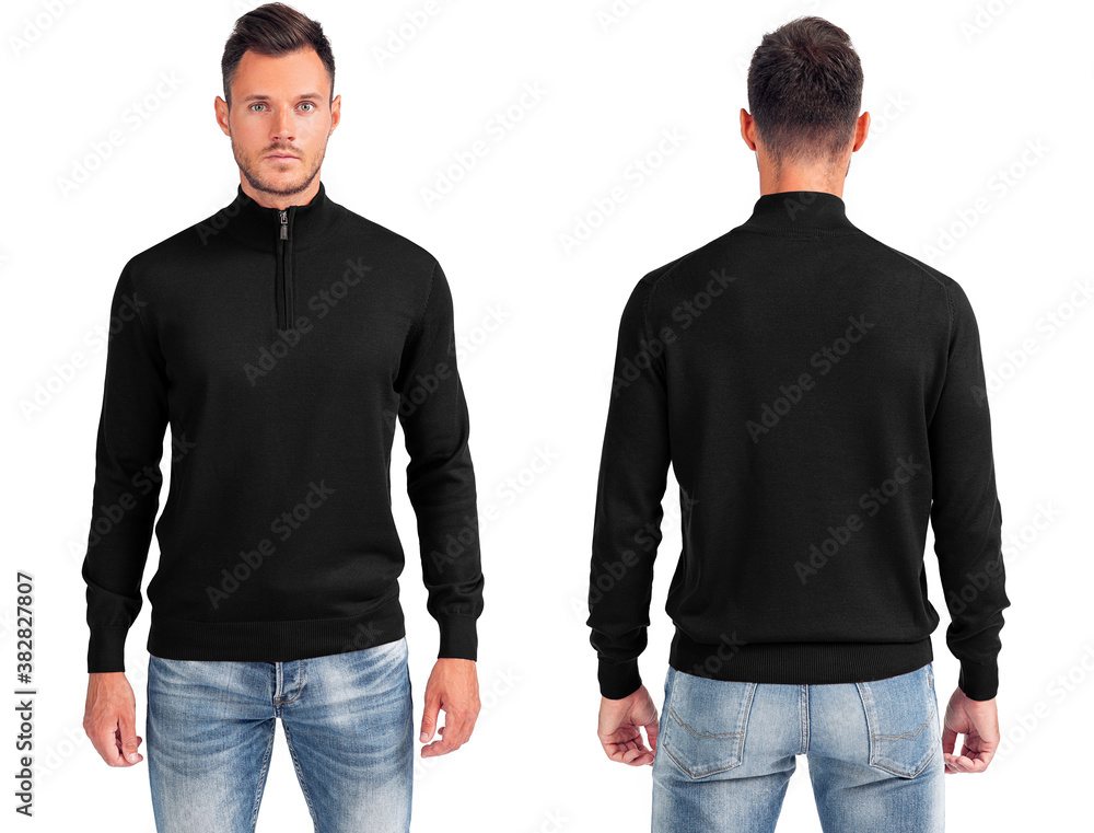Φωτογραφία Man in black sweatshirt on white background