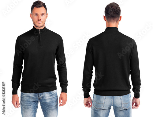 Φωτογραφία Man in black sweatshirt on white background
