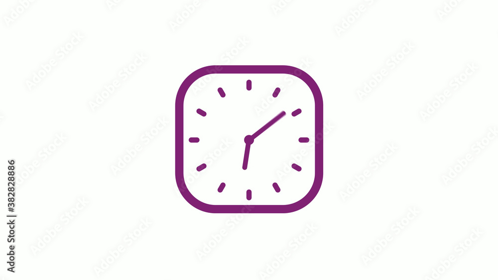Amazing pink dark square clock isolated on white background,clock icon,12 hours clock icon Amazing pink dark square clock isolated on white background,clock icon,12 hours clock icon