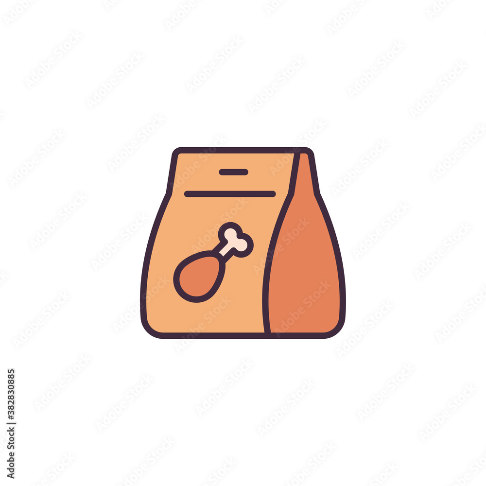 Fast food delivery paper bag vector icon symbol isolated on white background Fast food delivery paper bag vector icon symbol isolated on white background
