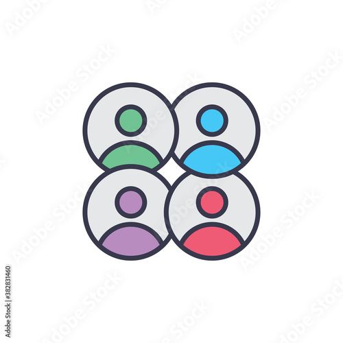 Group of four people vectoricon symbol isolated on white background