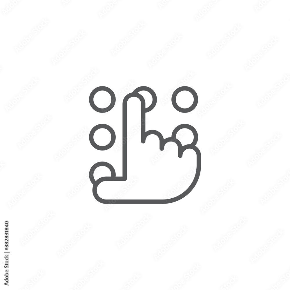 Hand and pin pad vector icon symbol isolated on white background Hand and pin pad vector icon symbol isolated on white background