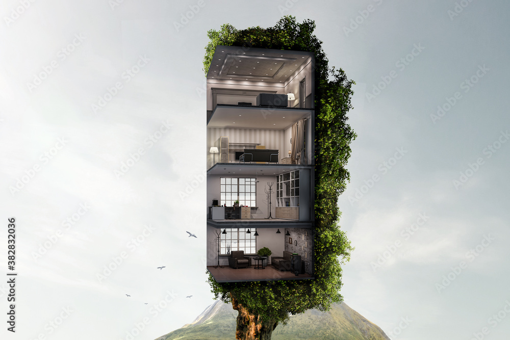 Real estate and ecology concept - obrazy, fototapety, plakaty 