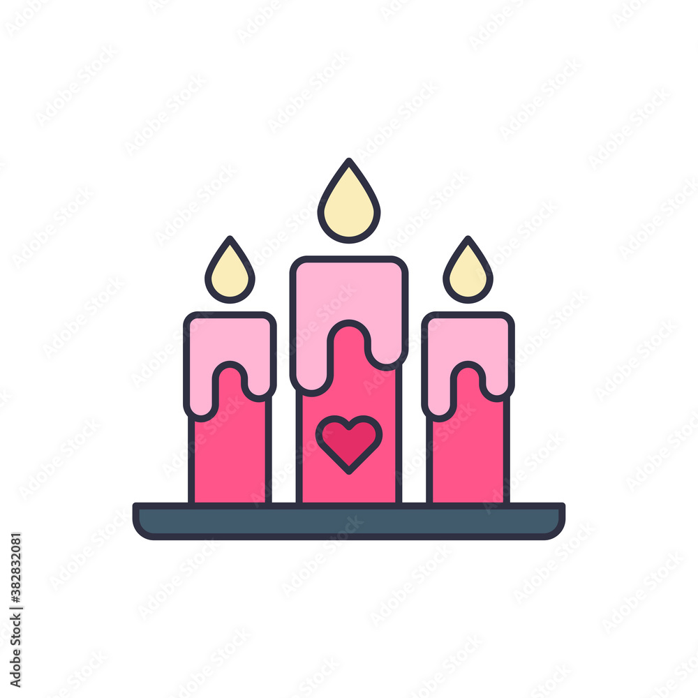 Heart candle vector icon symbol isolated on white background Heart candle vector icon symbol isolated on white background