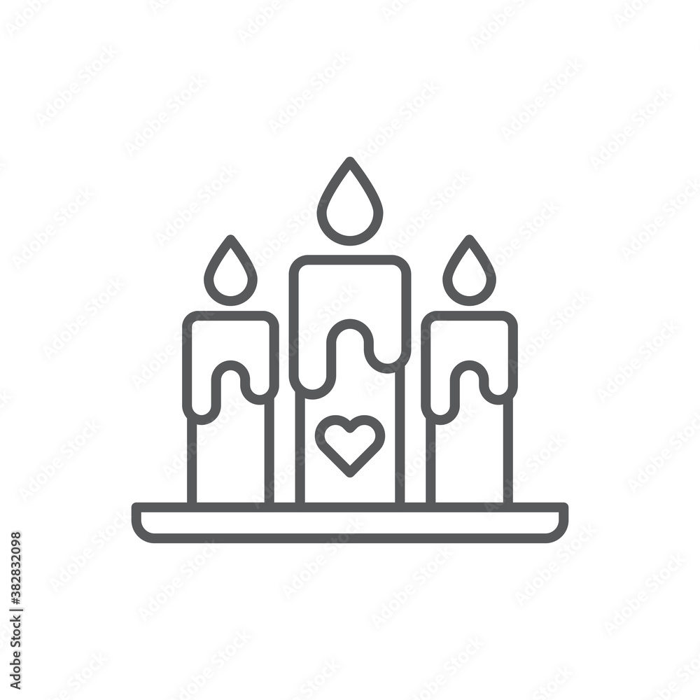 Heart candle vector icon symbol isolated on white background Heart candle vector icon symbol isolated on white background