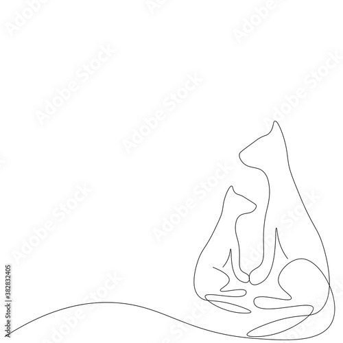 Cat continuous line drawing. Vector illustration