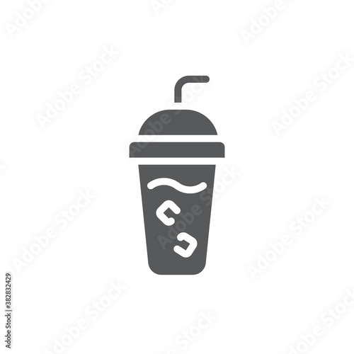 Iced coffee with ice cubes icon vector icon symbol drink isolated on white background