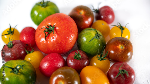 Sets of tomatoes of different varieties, sizes and colors	