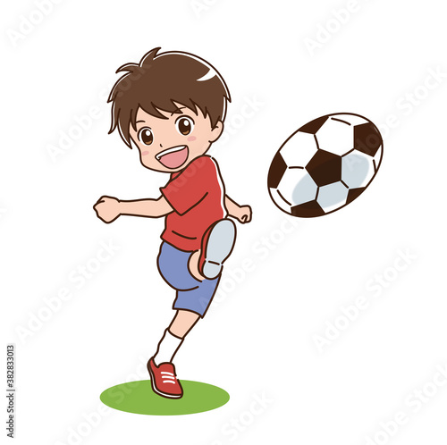 Clip art of a boy playing soccer