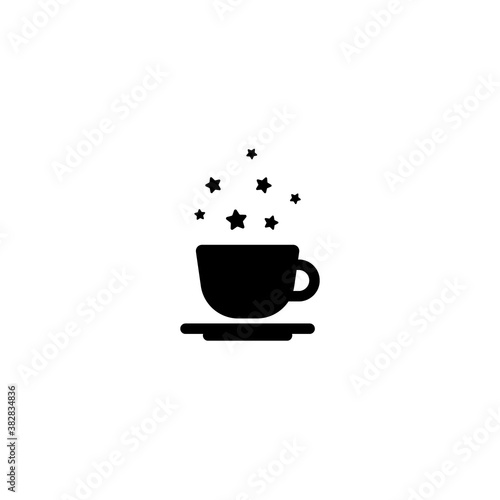 coffe cup with stars. mug with tea or coffee icon Isolated on white background.