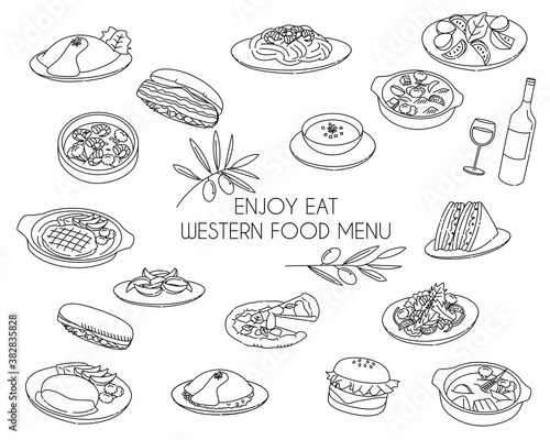 Western food menu line icon