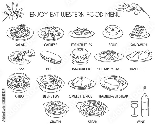 Western food menu line icon