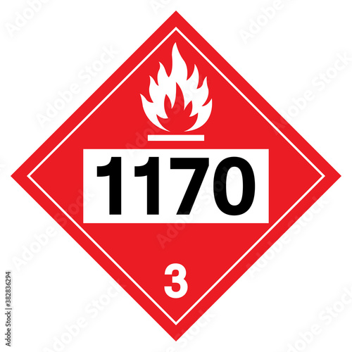 Ethyl Alcohol Ethanol UN1170 Symbol Sign, Vector Illustration, Isolate On White Background, Label .EPS10