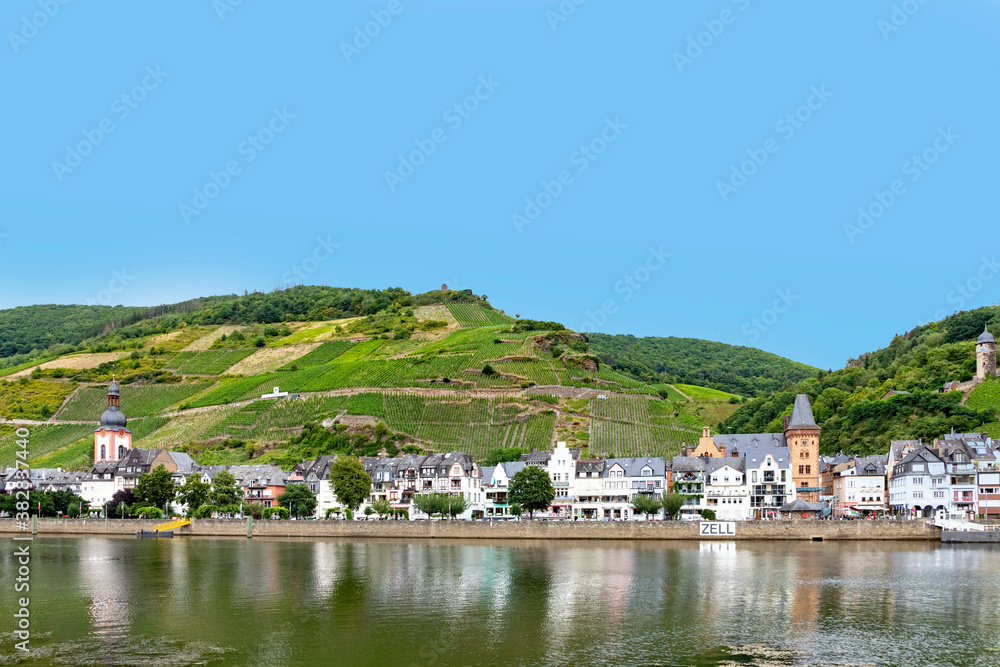 view to village of Zell at the Moselle valley