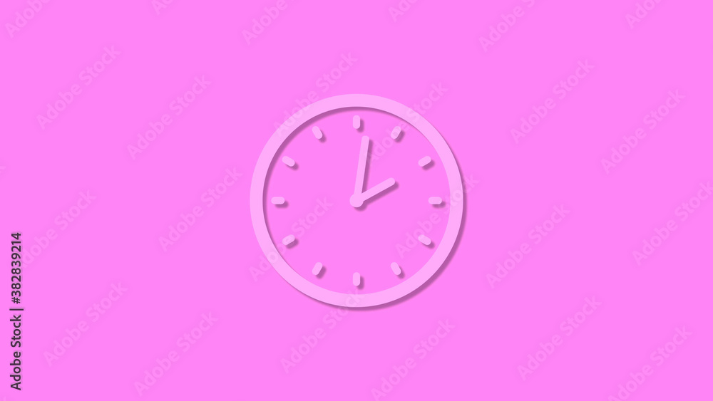 Amazing circle 12 hours clock isolated on pink background,clock icon Amazing circle 12 hours clock isolated on pink background,clock icon