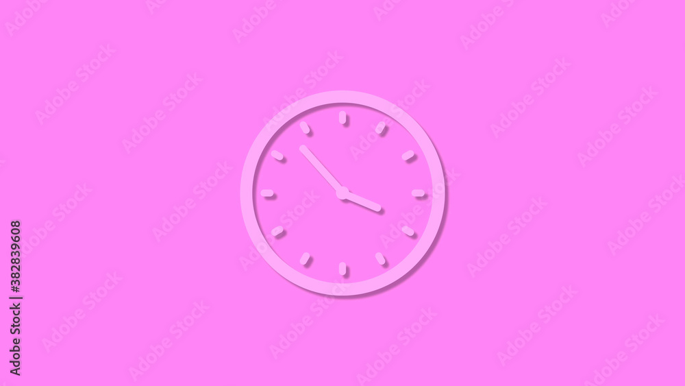 Amazing circle 12 hours clock isolated on pink background,clock icon Amazing circle 12 hours clock isolated on pink background,clock icon