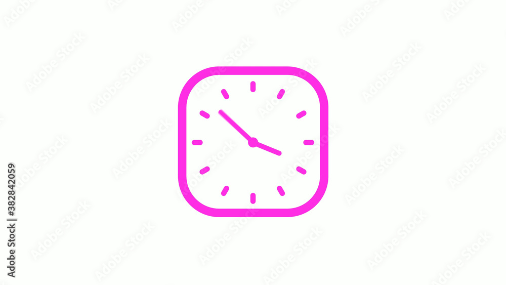 New pink color square 12 hours counting down clock icon on white background,clock icon New pink color square 12 hours counting down clock icon on white background,clock icon