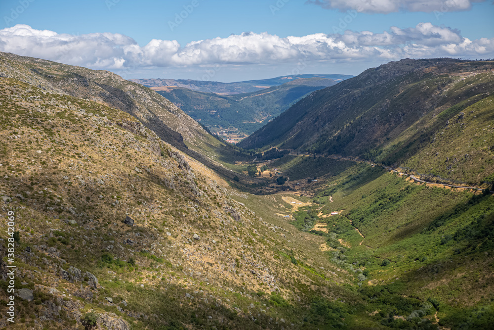 View from the glacier valley and mountain landscape on Serra da Estrela natural park