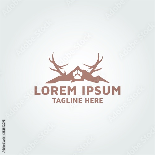 Deer Head with mountain logo design idea and inspiration
