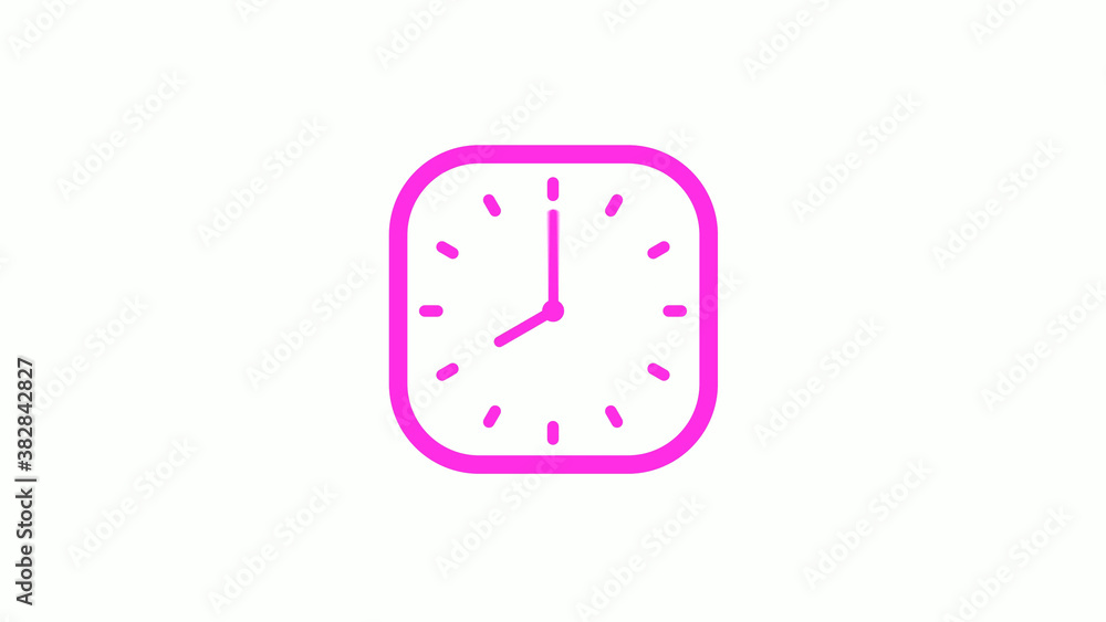 New pink color square clock icon on white background,clock icon,clock isolated New pink color square clock icon on white background,clock icon,clock isolated