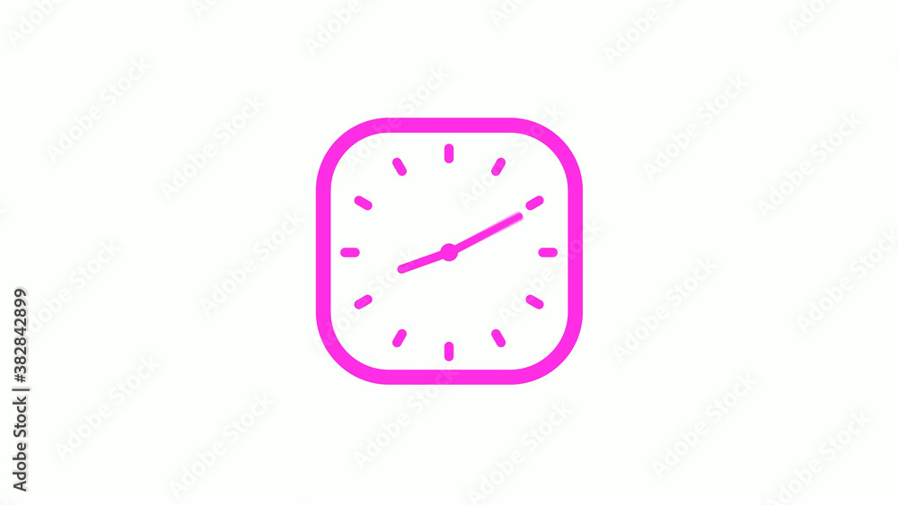 New pink color square clock icon on white background,clock icon,clock isolated New pink color square clock icon on white background,clock icon,clock isolated