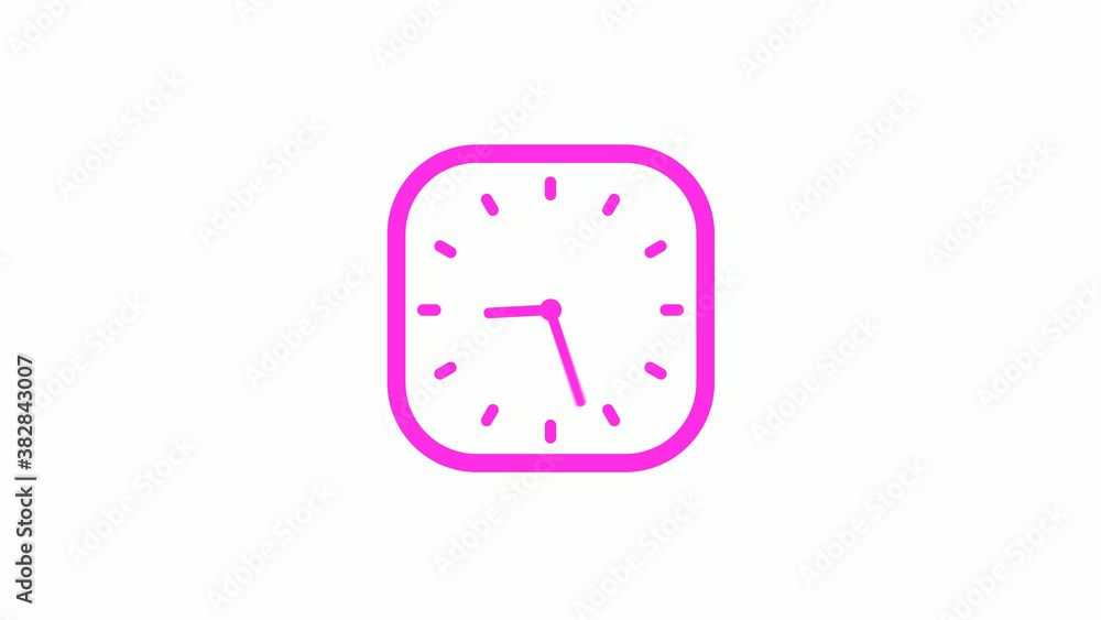 New pink color square clock icon on white background,clock icon,clock isolated New pink color square clock icon on white background,clock icon,clock isolated