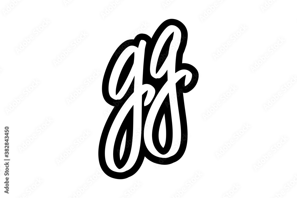 GG hand drawn modern brush lettering for business, print and advertising. GG hand drawn modern brush lettering for business, print and advertising.