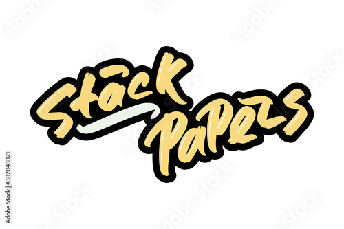 Stack of papers hand drawn text