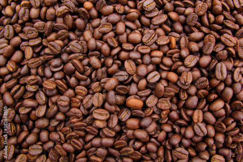 Roasted Coffee Beans background texture. © saranyoo
