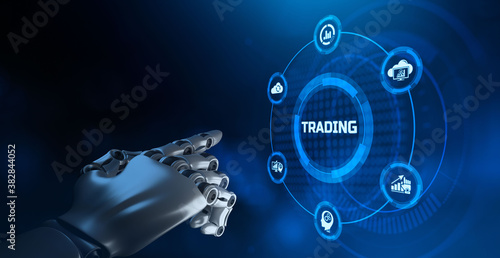 AI Robotic trader financial forex trading automation concept. photo
