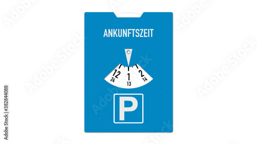 Parkscheibe auf weißem Hintergrund
