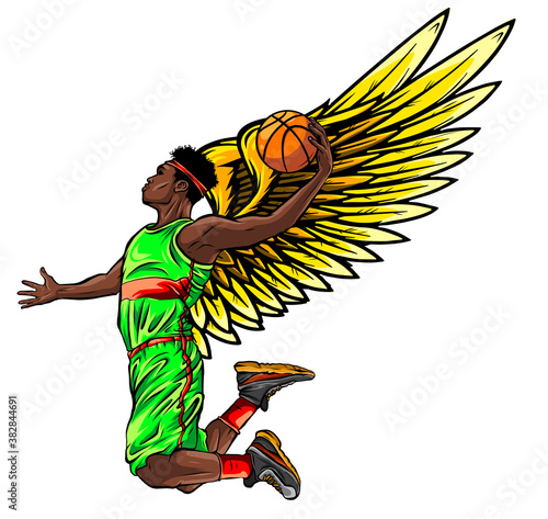 Basketball player. Vector illustration created in topic Second wind