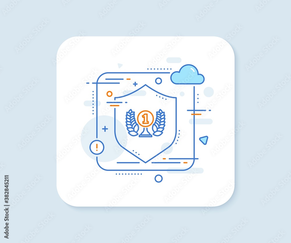 Laureate award line icon. Abstract vector button. Winner prize symbol. Prize with Laurel wreath sign. Laureate award line icon. Protect shield concept. Vector