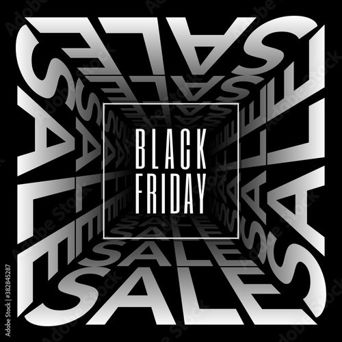 Black Friday sale modern minimalistic typographic squared banner design template for your promo campaign. Vector illustration
