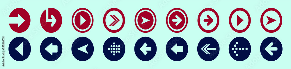 set of arrow cartoon icon design template with various models. vector illustration isolated on blue background set of arrow cartoon icon design template with various models. vector illustration isolated on blue background