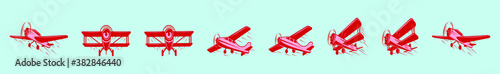 set of biplane cartoon icon design template with various models. vector illustration isolated on blue background