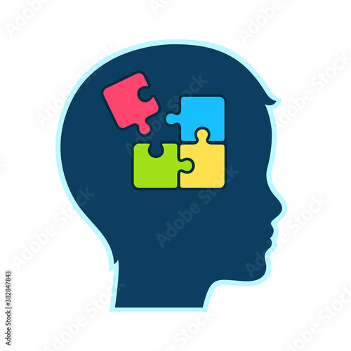 Child autism jigsaw puzzle symbol