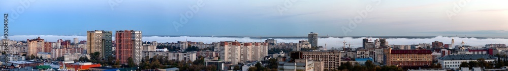 Fototapeta premium Fog covering the city of Perm