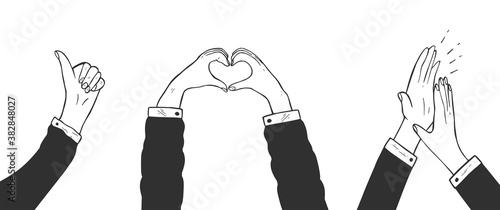 appreciation gestures cartoon set