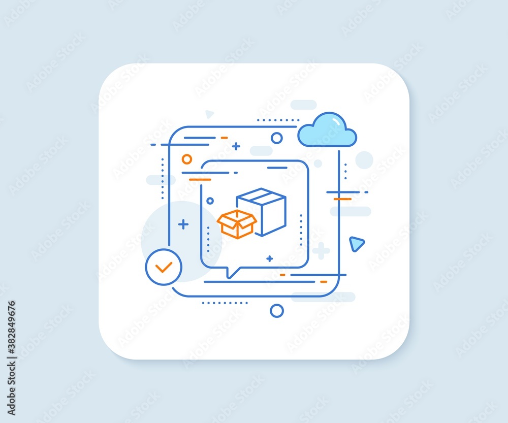 Packing boxes line icon. Abstract vector button. Delivery parcel sign. Cargo box symbol. Packing boxes line icon. Speech bubble concept. Vector Packing boxes line icon. Abstract vector button. Delivery parcel sign. Cargo box symbol. Packing boxes line icon. Speech bubble concept. Vector