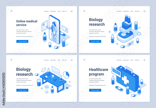 Banners for contemporary medical and biology services