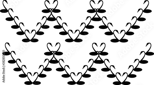 vector black with swans  and hearts