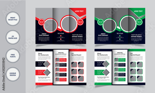 fast Food trifold brochure menu template. 
trifold brochure for restaurant Design.